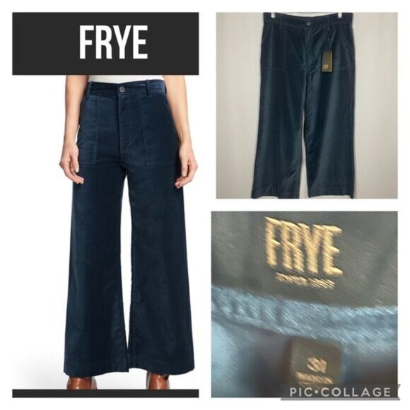 Frye Nadia Velvet Flare Pants Navy size 31 - Picture 1 of 12